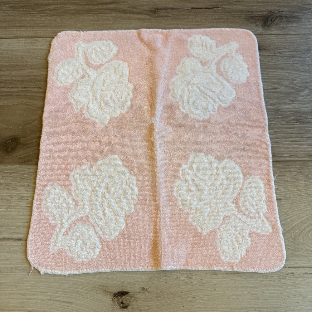 Vintage Washcloth Martex Pink Rose Print 100% Cotton‎ Made In USA